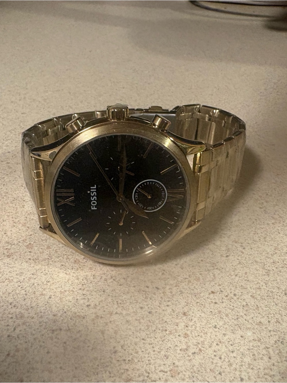Fossil Gold-Tone Men's Watch with Black Dial